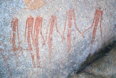 Inanke Rock Paintings Photographed in a Cave in the Matobo National Park, Zimbabwe. April 1st, 1998. by Unknown